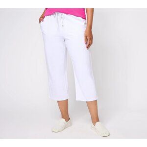 Zuda Z Knit French Terry Ultracrop Pant Women Medium Bright White Minimalist NEW